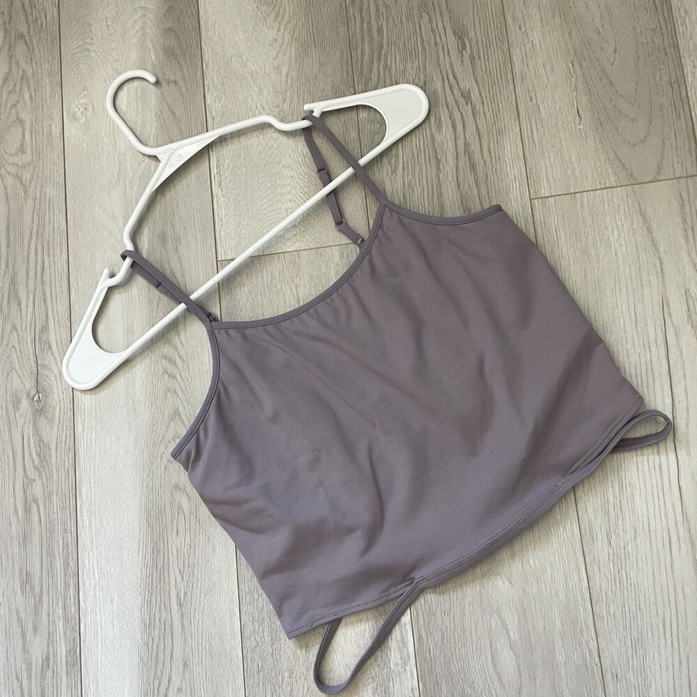 Alo Crop Tank Top halo longline cutout womens Purple (large) activewear workout